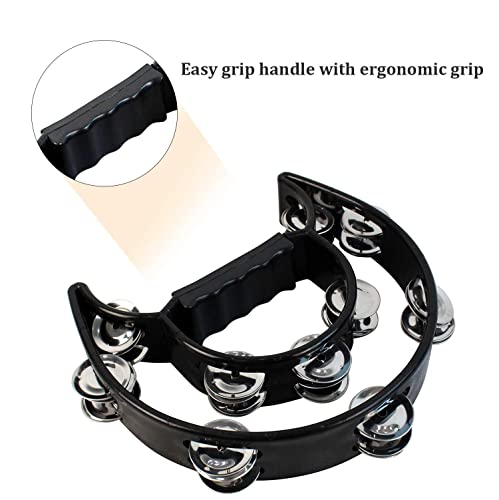 Eastrock Double Row Tambourine,Metal Jingles Hand Held Percussion-Half Moon Tambourine For Adults, Ktv, Party Black #TOP1