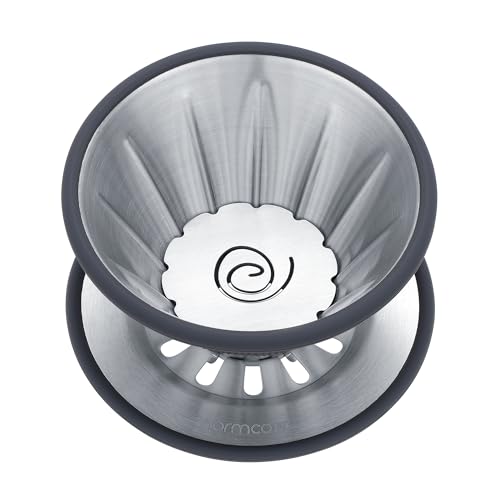 Normcore Filtro De Goteo 2 En 1, Gotero De Café De Viaje De Una Sola Taza, Cafetera De Filtro De Metal Reutilizable Para Filtros De Cono O Papel Plano, Acero Inoxidable 304, Plateado