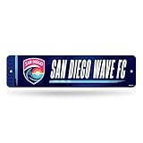 Rico Industries NWSL San Diego Wave FC Home Decor Metal Street Sign 4" x 15" Home Décor - Bedroom - Office - Man Cave