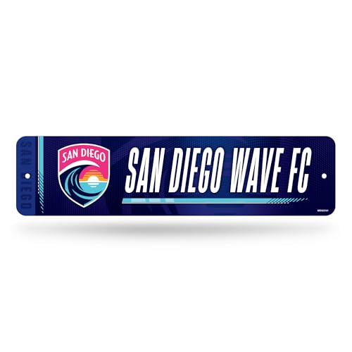 Rico Industries NWSL San Diego Wave FC Home Decor Metal Street Sign 4" x 15" Home Décor - Bedroom - Office - Man Cave
