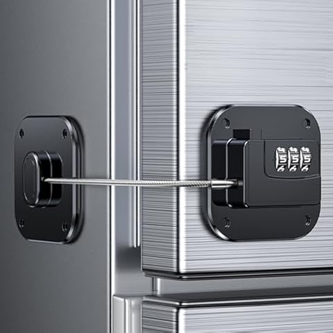 WILNIRY Child Proof Fridge Door Lock with Adhesive, Refrigerator Door Lock with Code for Kids and Pets, Self Adhesive Combination Latch for Freezer, Cabinets, Drawers, Air Oven, Windows (Patent) Cover