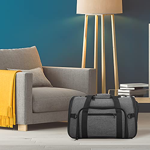 Looxmeer Faltbare Tragetaschen Transportbox für Hunde, Transporttasche mit Langlebigem Material und Atmungsaktivem Design, Hundetragetasche leicht zu reinigen, 5 Weise zu tragen, Grau+ Schwarz - Image 8