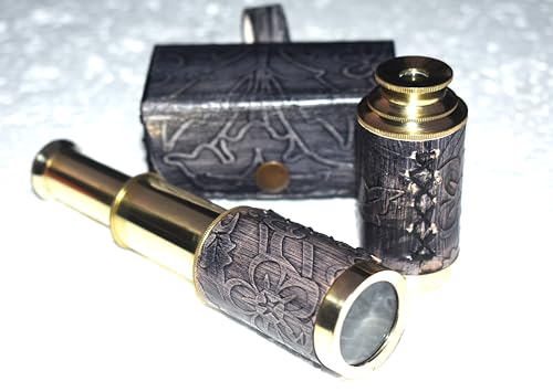 Nautical Brass Telescope, Brass Handheld Telescope Monocular for Bird Watching Hunting Hiking Travelling Collapsible..