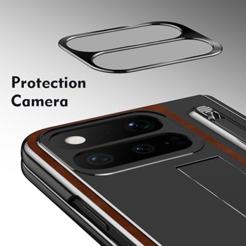 Coque Google Pixel 11 Pro Fold marron avec support et porte-stylet intégrés - 3