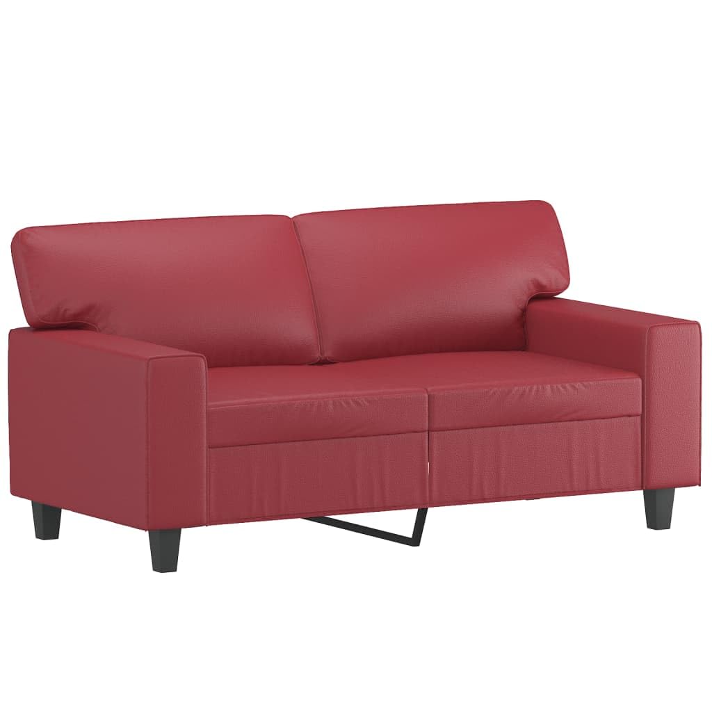 Juego de 3 muebles de piel sintética con taburete y cojín, color