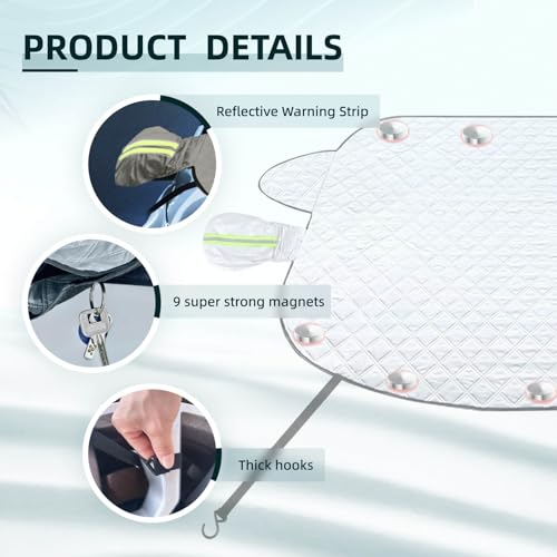 Image of Windshield Snow Cover Compatible with Honda CRV SUV 2024-2017 Custom Fit LX EX EX-L Upgraded Custom Fit Magnetic Windproof Sunshade Cover 4-Layer Protection Ice, UV,Frost Wiper & Mirror Covers