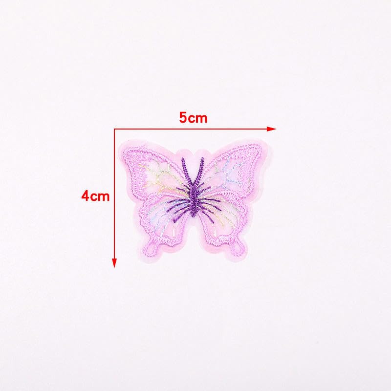 Naszywka haftowana 5 * 4 cm 30 szt. Różowa mała naszywka z haftem Guaze, aplikacje do prasowania, motyle na ubrania, duże naszywki przyszycia kurtkę jeansową(Light Pink)