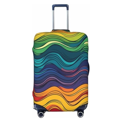 Travel Luggage Cover Colorful wave pattern Suitcase Protector Elastic Washable Stretch Suitcase Protector Anti-Scratch Travel Suitcase Cover Fit 18-32 Inch Luggage