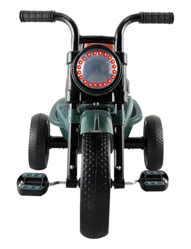 Image of JoyRide Ninja Plug N Play Durable Kids /Pedal Baby Tricycle, Storage Basket, Leather Seat, Led Headlight, Music for 18 Months to 5 Years Boys /Girls /Carrying Capacity Upto 30 Kgs Military Green