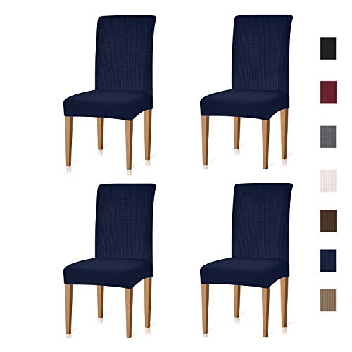 Xflyee Stretch Dining Chair Slipcovers - Jacquard Arm Chair Protector Covers for Living Room Seat Cushion Home Kitchen Parson Arms Chair Slip Covers for Dining Room Removable Washable Set of 4