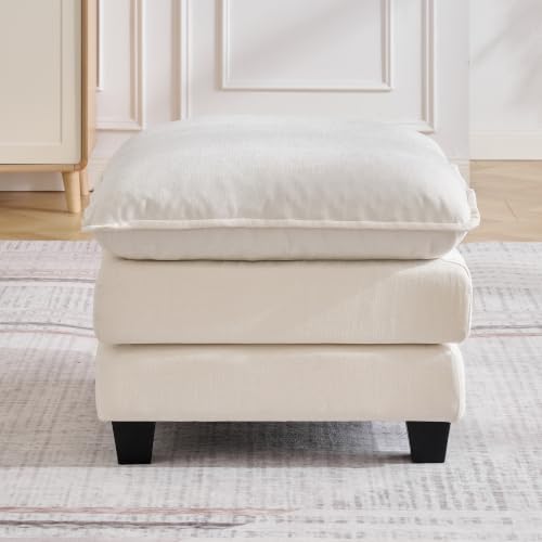 Image of 25'' Cloud Ottoman for Couch, Deep Seat Ottomans for Sofa, Modern Removable Upholstered Ottoman Bench for Living Room, Bedroom, Small Apartment, Beige