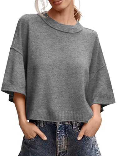 Saodimallsu Womens Short Sleeve Sweater Summer...