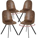 FurnitureR Swivel Dining Chairs Set of 4, Dining Room Chairs Suede Fabric Mid Back Armelss with Padded Rotated Seat Cushion and Metal Legs, Brown