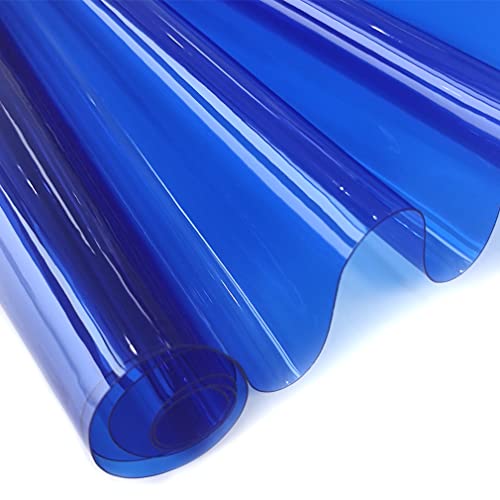 Rollo de vinilo transparente de PVC de 30 x 135 cm, tela impermeable de color neón de 0,4 mm, para hacer lazos de mano, decoración de bricolaje, azul