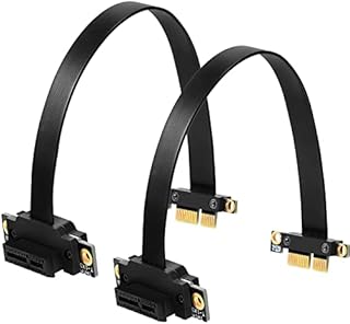 2 Pieces PCI E PCI Extension Cable PCIE Riser 1X Express 36pin with Gold Plated Connector, 90 Degree, 20 cm