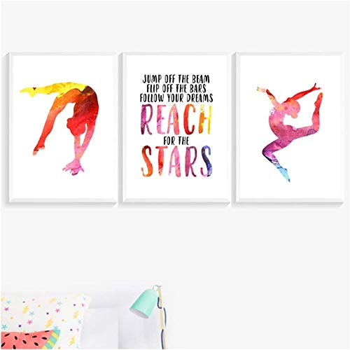 Gymnastique Mur Art Toile Impression Aquarelle pour Déco Chambre 50x70