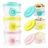 Zooawa Baby Formula Dispenser, Non-Spill Stackable Milk Powder Formula Container and Snack Storage for Travel, BPA Free, 3 Compartment, Light Color