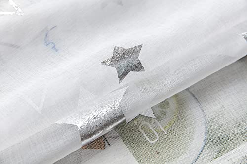 BOYOUTH Stars and Moon Pattern Sheer Voile Curtains for Window Decorations,Rod Pocket Curtains and Drapes for Bedroom,Study,Living Room,Silver,2 Panels,39 x 51 Inches - Image 7