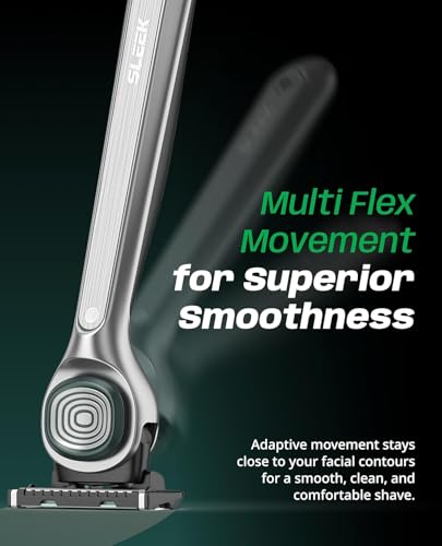 Image of DORCO SLEEK 6 Blade Razor for Men with Multi-Flex Technology for a Smooth & Comfortable Shave | Cartridge Razor for Men, Razor Handle with Stand + 5 Cartridges