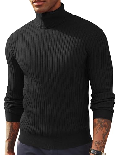 PJ PAUL JONES Men's Slim Fit Turtleneck Sweater Casual Ribbed Knitted Pullover Sweaters