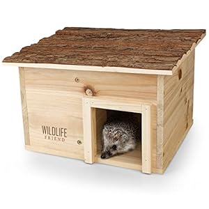 Wildlife Friend Egelvoederhuis, winter- en weerbestendig, met houten bodem, voor de tuin, bestendig tegen katten, overwinteringsplaats