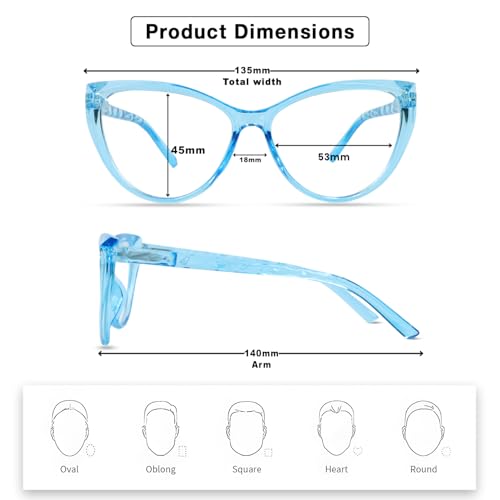 Image of Blue Light Blocking Cat Eye Glasses for Women Transparent Frame Anti UV Protection Zero Power Computer Glasses Lightweight Optical Frame