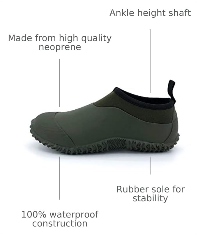 Image of SYLPHID Men's Garden Shoes Women's Rain Shoe Waterproof Neoprene Camp Booties for Camping, Lawn Care, Gardening and Yard Work