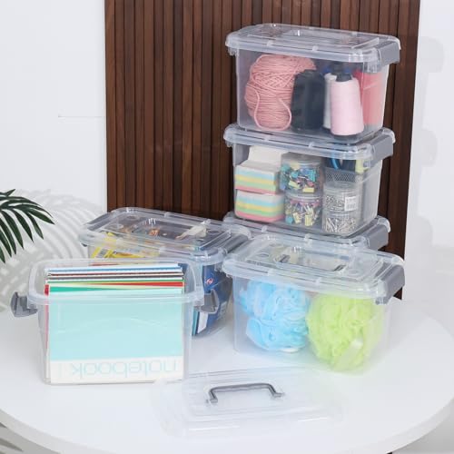 Bac de rangement transparent 6L avec couvercle | Lot de 6 boîtes plastique