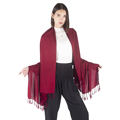 Gypsy Gal pashmina shawls and wraps scarves for women in large soft silky rave scarf (Plain Red)
