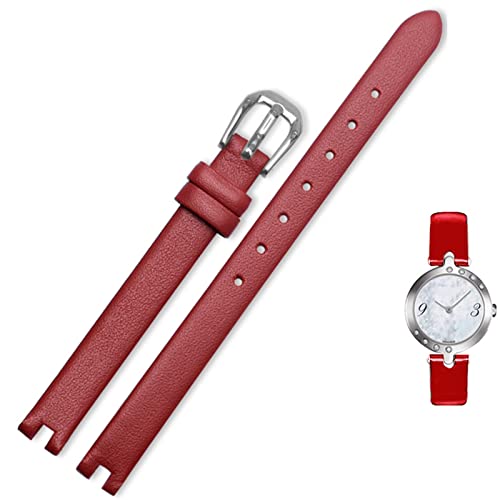 Bracelet montre cuir vachette noir cranté 8mm 10mm 12mm T003 Femmes