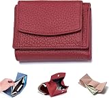 GEDYCO 2023 New Unisex Anti-Credit Card Fraud Folding Mini Wallet, Genuine Leather RFID Blocking Card Holder Organizer Pocket Mini Wallet (Color : Wine Red)