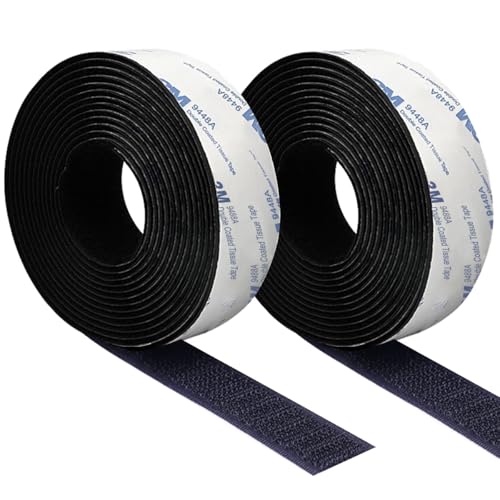 Belcro Adhesivo Doble Cara,cinta Adhesiva Doble Cara Extrafuerte Negro Nylon Gancho Y Cinta De Lazo 3m×2cm Para Alfombrillas Cojines Y Ropa