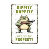Vintage Art Wall Decor Sign Funny Hippity Hoppity Get Of My Property Tin Sign for Home House Apartment Door Wall Decor 12 * 8inch