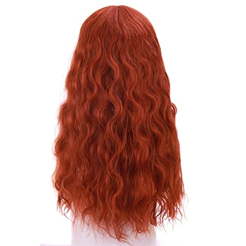 Perruque longue orange synthétique résistante à la chaleur et douce