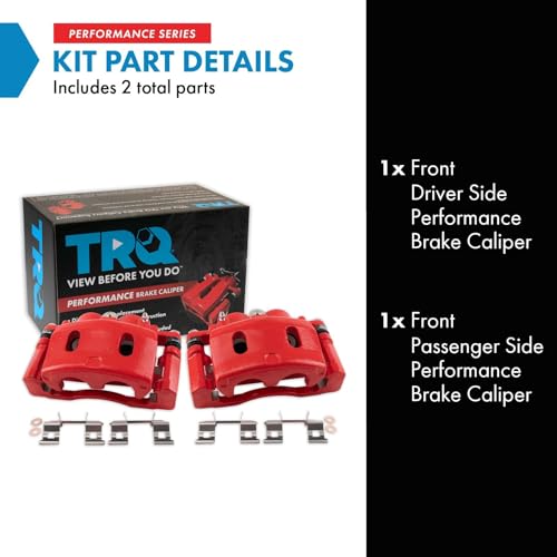 Image of TRQ Performance Front Driver and Passenger Side Brake Caliper Set Compatible with 05-06 Chevrolet Silverado 1500 with Rear Drum Brakes 07-08 Chevrolet Silverado 1500 07-08 Chevrolet Tahoe