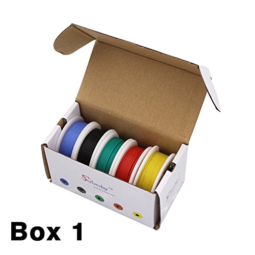 Striveday 30 AWG Flexible Silicone Wire Electric wire 30 gauge Coper Hook Up Wire 300V Cables electronic stranded wire cable electrics DIY BOX-1