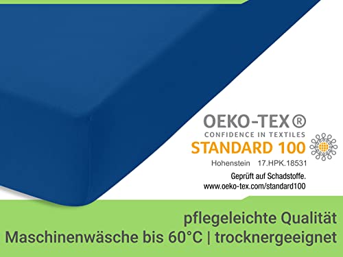 Emily´s Check Doppelpack Bettlaken Betttuch Spannbettlaken 1493.2123, 140 x 190-200 cm, Royalblau – Ansicht 6