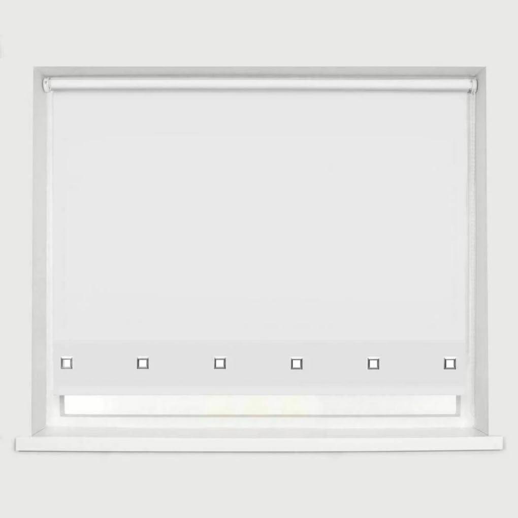 Optimal Products Roller Blinds Easy Fit Trimable Home Office Window Square Eyelet Fabric Blind 160cm Drop (White, 150 x 160 cm)