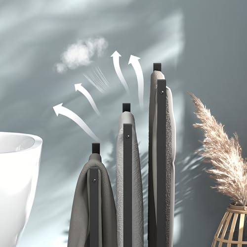 Allyson® Handtuchständer freistehend mit 3 Stangen – Schwarzer Handtuchhalter aus Metall ohne Bohren, Platzsparender Badetuchhalter Stehend für Badezimmer & Wohnung (Maße: 45 × 84 × 21 cm)