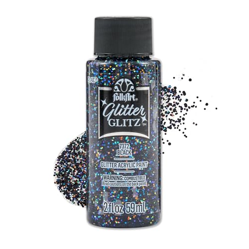 FolkArt Glitter Glitz Acrylic Craft Paint Black 2 fl oz