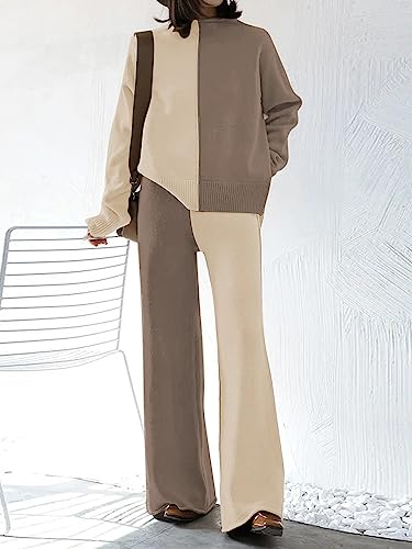 Image of TOLENY Women's 2 Piece Lounge Sets Pullover Sweater and Wide Leg Pants Tracksuit Outfits