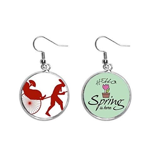 Joyas jinrikisha cultura china pendientes primavera colgante silueta