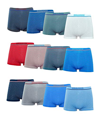 Channo Pack de 12 - Calzoncillos Boxer Lycra de niños sin Costuras con Rayas horizontales. Talla 2-4 años