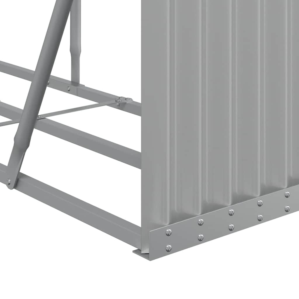 vidaXL Leñero, Estante Almacenaje de Leñas Troncos, Registro de Chimenea, Leñero de Chapas para Salón Jardín, Acero Galvanizado Gris Claro
