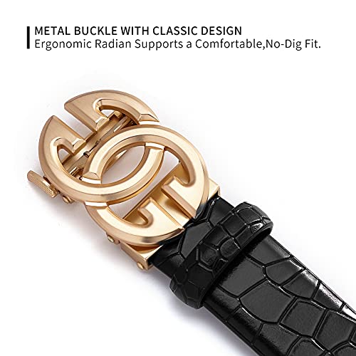 Image of ARIMIA Fashion Mens Real Leather Ratchet Belt Black Adjustable Length Full Grain Soft Genuine Cowhide Strap 1.5 Inch Wide