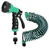 Recoil Garden Hose 25FT EVA Water Hose with 7-Pattern Spray Nozzle,Curly Self Coiling Lightweight Garden Hose,Retractable Drinking Water Safe Garden Coil Hose for Lawn Patio