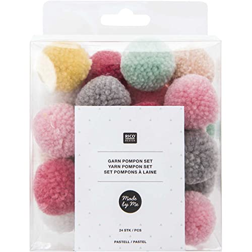Assortiment de pompons ronds - Pastel - 3 cm - 24 pcs