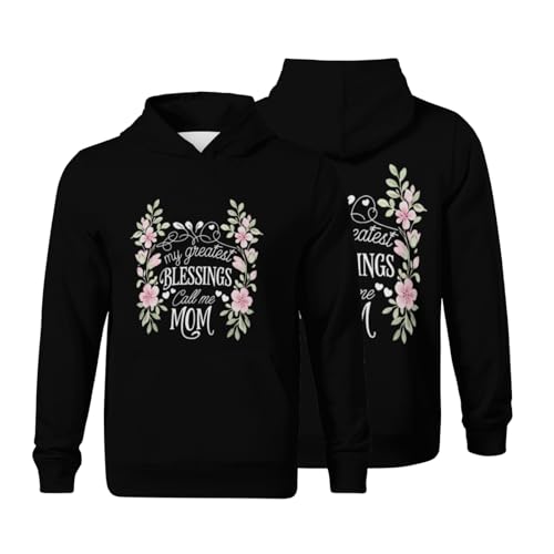 Kids My Greatest Blessings Call Me Mom-Mom Grandmother Grandma Boys Girls Lightweight Kangaroo Pocket Fleece Hoodies