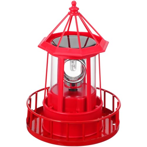 Gyrophare Rotatif Maison De Lumière Solaire En Plein Air Phare Statue Lumière Lumières Décoratives Menées Balise Solaire Led Lampe à Gazon Faire Tourner...