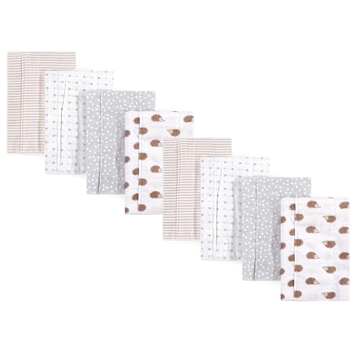 Image of Hudson Baby Cotton Poly Flannel Burp Cloths Multipack, Hedgehog 8-Pack, One Size